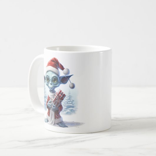 WeihnachtsAlien UFO Kaffeetasse (Vorderseite Links)