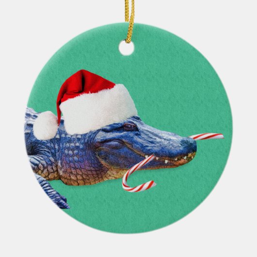 Weihnachtsalligatorverzierung Keramik Ornament (Vorne)