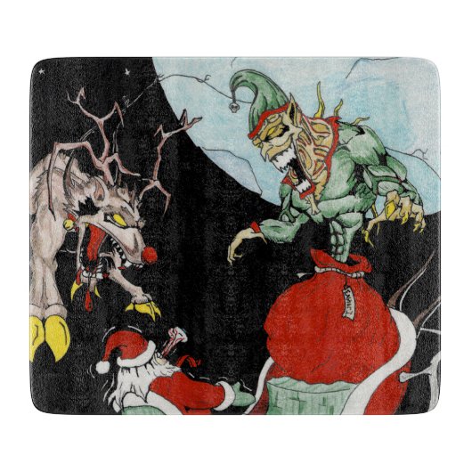 Weihnachtsalptraum dekoratives Glasschneiden-Brett Schneidebrett (Vorderseite)