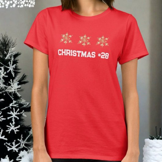 Weihnachtsalter Zahl Gold Schneeflocke Monogramm T-Shirt