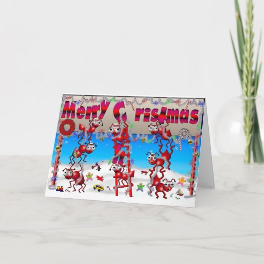 Weihnachtsameisen Feiertagskarte (Vorderseite)