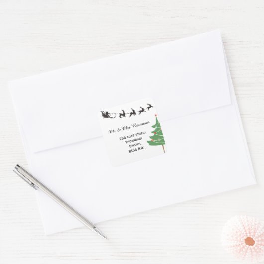 Weihnachtsänderung des Adressenaufklebers Quadratischer Aufkleber (Umschlag)