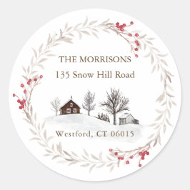 Weihnachtsänderungsanschrift Neue Zuhause Runder Aufkleber