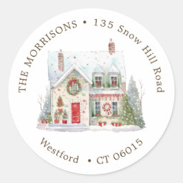 Weihnachtsänderungsanschrift Neue Zuhause Runder Aufkleber