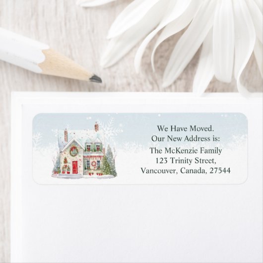 Weihnachtsänderungsanschrift Neues Zuhause-Label (Insitu)