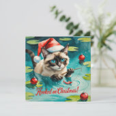 Weihnachtsanfang zum Thema Katzenliebhaber Feiertagskarte (Stehend Vorderseite)