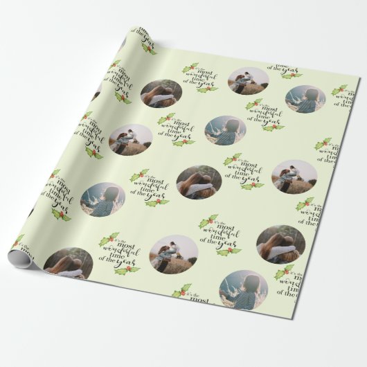 Weihnachtsangebot Die schönste Zeit Foto Familie Geschenkpapier (Ungerollt)
