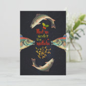 Weihnachtsangebot mit Fisch im Weltraum Feiertagskarte (Stehend Vorderseite)