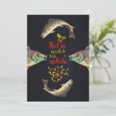 Weihnachtsangebot mit Fisch im Weltraum Feiertagskarte (Stehend Vorderseite)