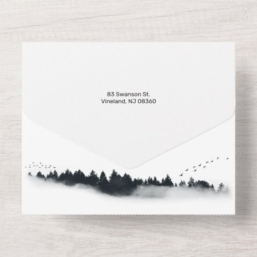 Weihnachtsangebot mit Sternenhimmel und Holz All In One Einladung (Rückseite)