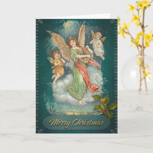 Weihnachtsangel & Cherubs Karte (Gelbe Blume)