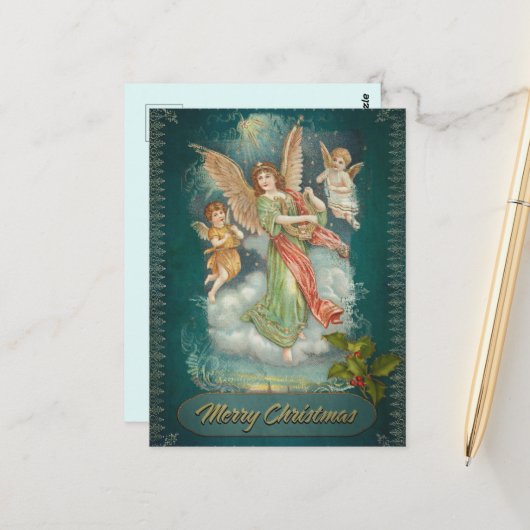 Weihnachtsangel & Cherubs Postkarte (Vorderseite/Rückseite Beispiel)