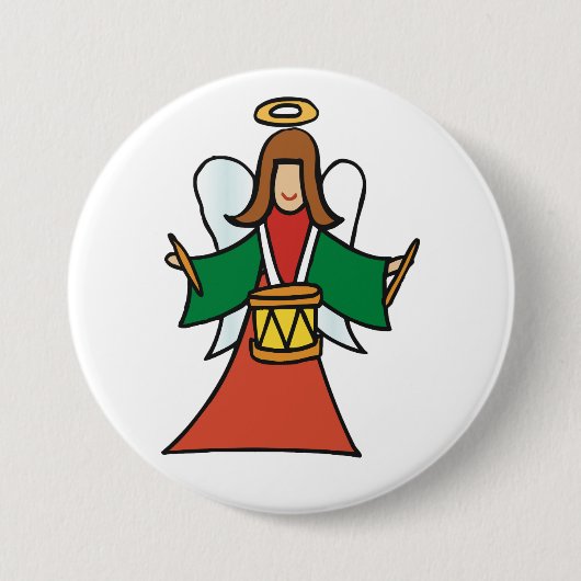 Weihnachtsangel Drummer Holiday Music Design Button (Vorderseite)