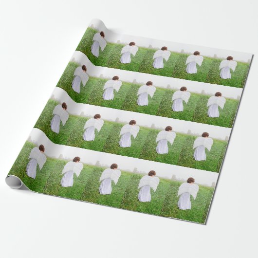 Weihnachtsangel Girl White Green Holiday Geschenkpapier (Ungerollt)