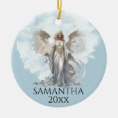 Weihnachtsangel Monogram Keramik Ornament (Vorne)