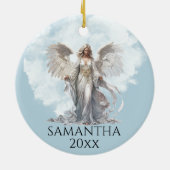 Weihnachtsangel Monogram Keramik Ornament (Hinten)