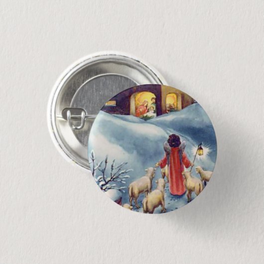 Weihnachtsangel Shepherd Krippe Button (Vorne & Hinten)