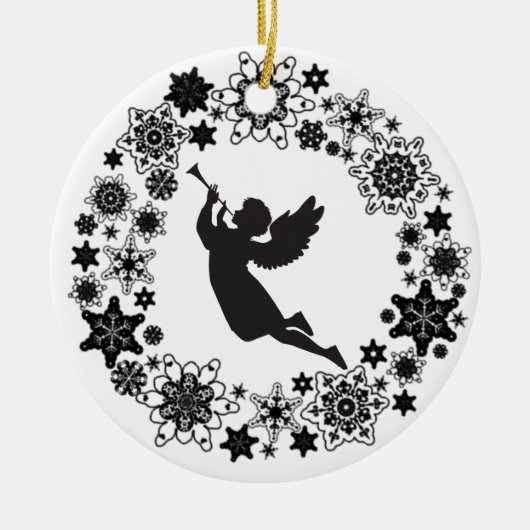 Weihnachtsangel Silhouette Keramik Keramik Ornament (Vorne)