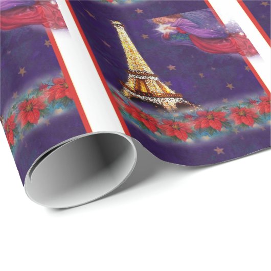 Weihnachtsangel Twinkling Eiffelturm Geschenkpapier (Rolleneckpunkt)