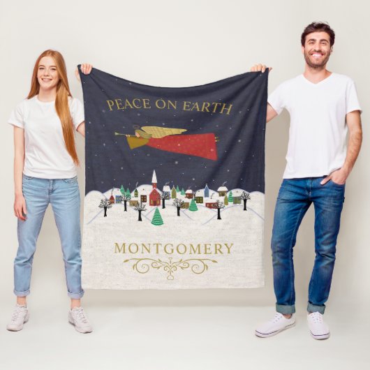 Weihnachtsangel-Weltfrieden Monogramm Fleecedecke (Beispiel)