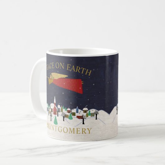 Weihnachtsangel-Weltfrieden Monogramm Kaffeetasse (Vorderseite Links)