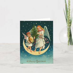 WeihnachtsAngeln auf dem Mond Feiertagskarte