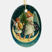 WeihnachtsAngeln auf dem Mond Keramikornament (Hinten)