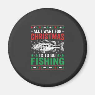 Weihnachtsangeln Bass hässlicher Pullover Magnet