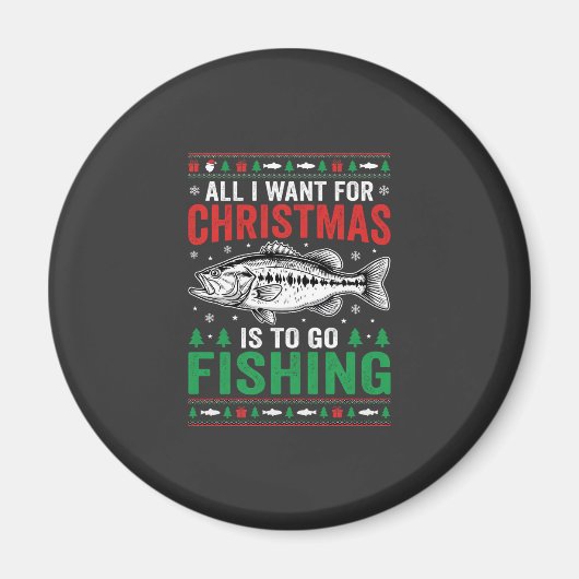 Weihnachtsangeln Bass hässlicher Pullover Magnet (Vorne)
