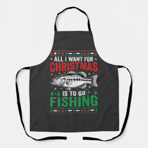 Weihnachtsangeln Bass hässlicher Pullover Schürze