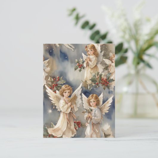 WeihnachtsAngeln Feiertagspostkarte (Stehend Vorderseite)