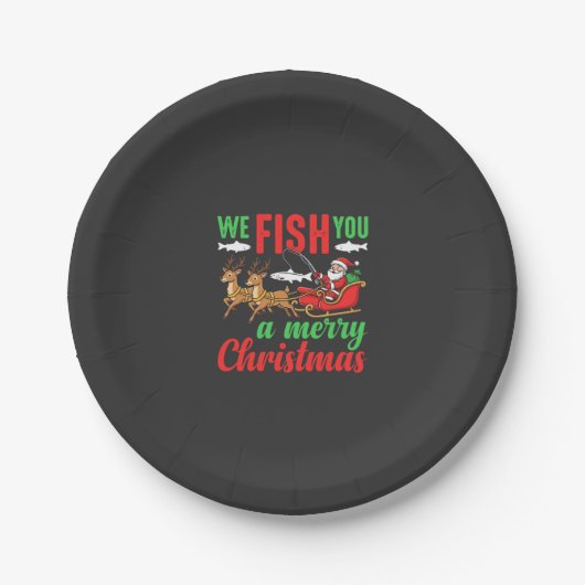 Weihnachtsangeln Fröhlicher Fisch Ihnen Pappteller (Vorderseite)
