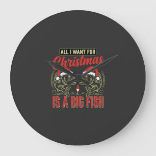 Weihnachtsangeln Großer Fisch Feiertag Große Wanduhr