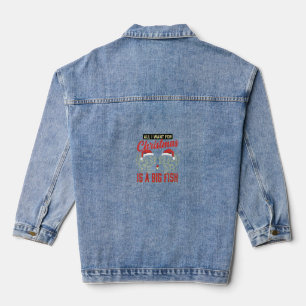 Weihnachtsangeln Großer Fisch Feiertag Jeansjacke