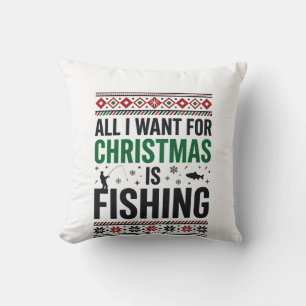 Weihnachtsangeln hässliches Sweatshirt-Design Kissen