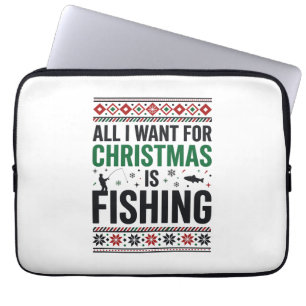 Weihnachtsangeln hässliches Sweatshirt-Design Laptopschutzhülle