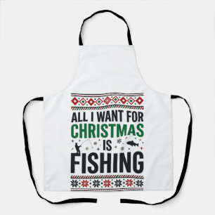 Weihnachtsangeln hässliches Sweatshirt-Design Schürze