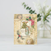 WeihnachtsAngeln, Holly & Poinsettias Feiertagspostkarte (Stehend Vorderseite)
