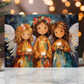 WeihnachtsAngeln mit Kerzen Feiertagskarte