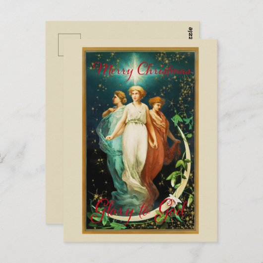 WeihnachtsAngeln mit Star Postkarte (Vorne/Hinten)