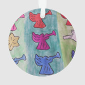 WeihnachtsAngeln mit Trompeten Akrylus Ornament (Rückseite)