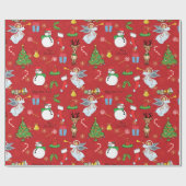 WeihnachtsAngeln und Schneemann-Packpapier Geschenkpapier (Flach)