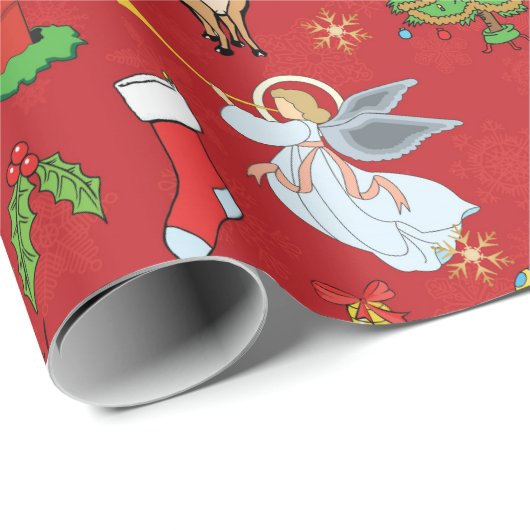 WeihnachtsAngeln und Schneemann-Packpapier Geschenkpapier (Rolleneckpunkt)