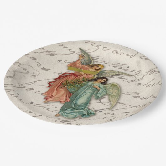 WeihnachtsAngeln - Viktorianische Scheiben Pappteller (Schrägansicht)