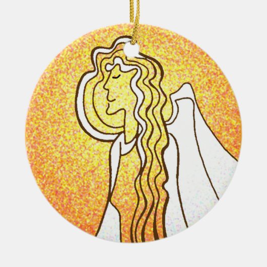 Weihnachtsangels grüßen Jesus Keramikornament (Vorne)