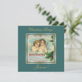 Weihnachtsangels & Heilige Beere Einladung (Stehend Vorderseite)