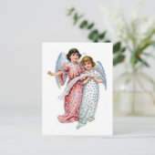 WeihnachtsAngels in Rosa und Blau Feiertagspostkarte (Stehend Vorderseite)