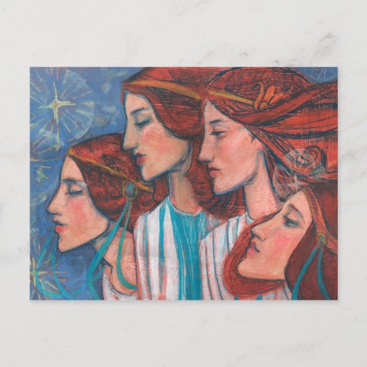 WeihnachtsAngels Jugendstil-Malerei Ginger Frauen Postkarte (Vorderseite)