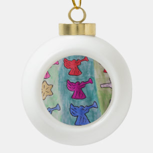 WeihnachtsAngels mit Trumpets-Ornament Keramik Kugel-Ornament
