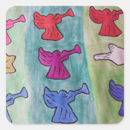 WeihnachtsAngels mit Trumpets Quadratischer Aufkleber